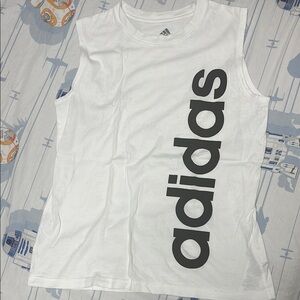 Adidas White Tank with Black Logo